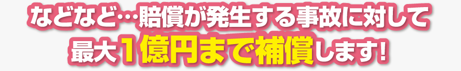 などなど…賠償が発生する事故に対して最大1億円まで補償します！